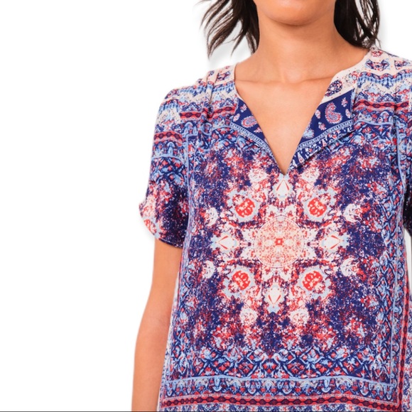 Daniel Rainn DR2 Pastel VNeck Floral Print Short Sleeve Top (S) - Picture 4 of 8